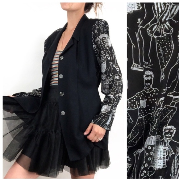 Jackets & Blazers - Abstract black and white blazer